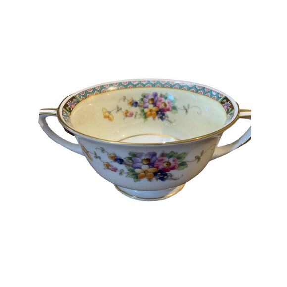 H & C Heinrich Vintage Bouillon Cup Senta Pattern Broth Double Handle Floral - Picture 2 of 7